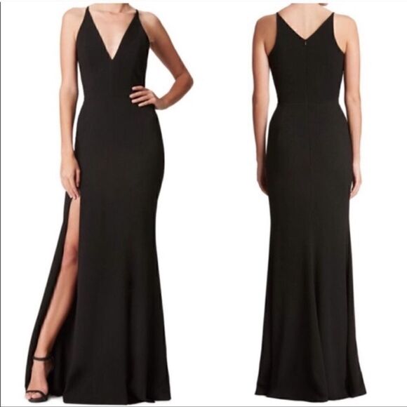 Dress the Population Iris Crepe Mermaid Gown Black S - Picture 1 of 6